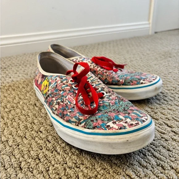 Colorful Where’s Waldo Vans Sneakers with Red Laces, size 10.5 - Picture 4 of 7